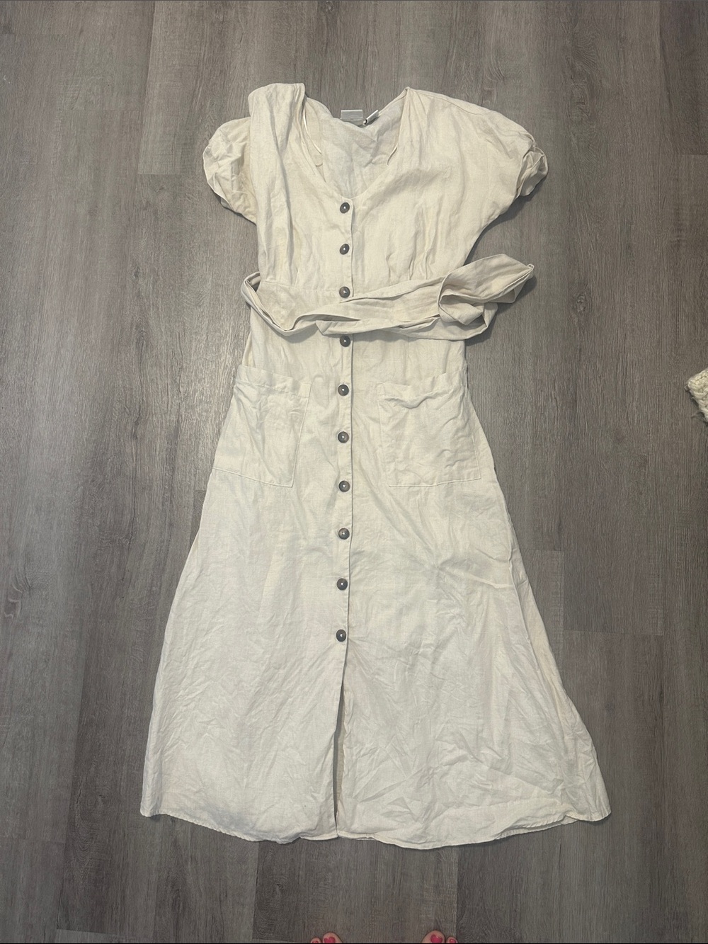 Rachel Zoe Cream Button-Front Midi Dress
